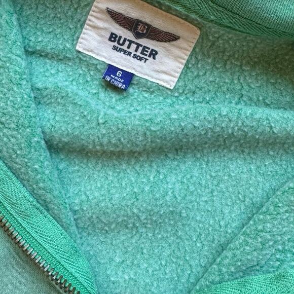 Butter Super Soft Kids Green Hoodie Sweatshirt Sz 6 - Picture 4 of 4